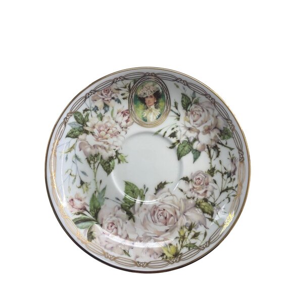 Vintage Avon 1992 Honor Society Tea Cup & Saucer Set With Floral & Portrait Desi - Picture 8 of 11